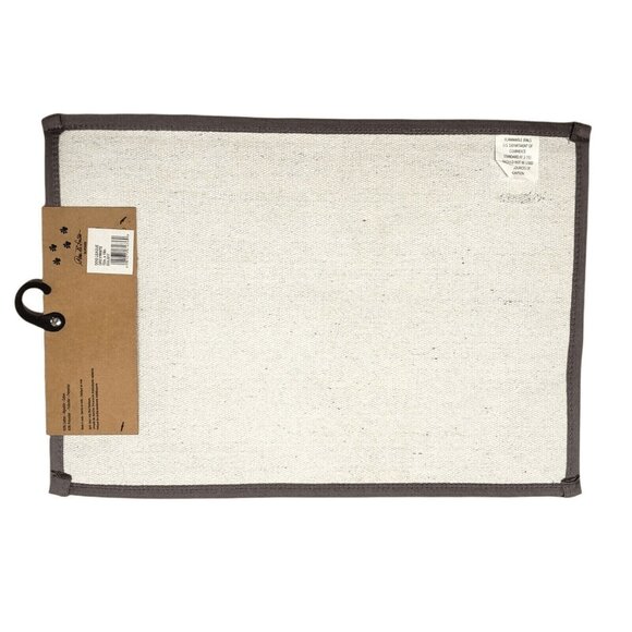 Dog Pet Feeding Mat 13x19" Non Slip Cotton Food Water Bowl Placemat Gray White - Picture 5 of 8